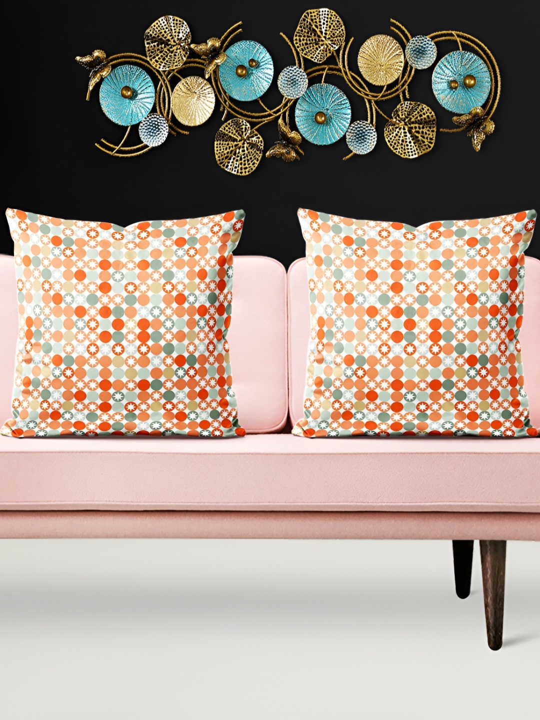 

ArtzFolio White & Green 5Pcs Geometric Square Cushion Covers