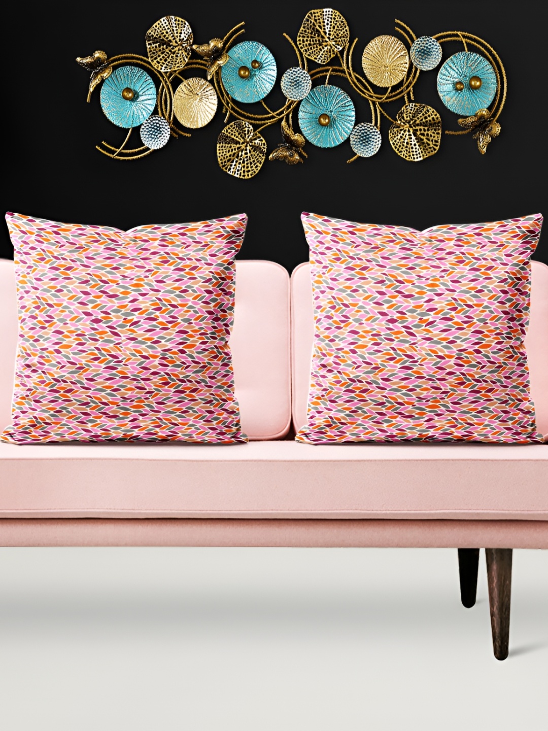 

ArtzFolio Peach-Coloured 5 Pieces Velvet Square Cushion Covers