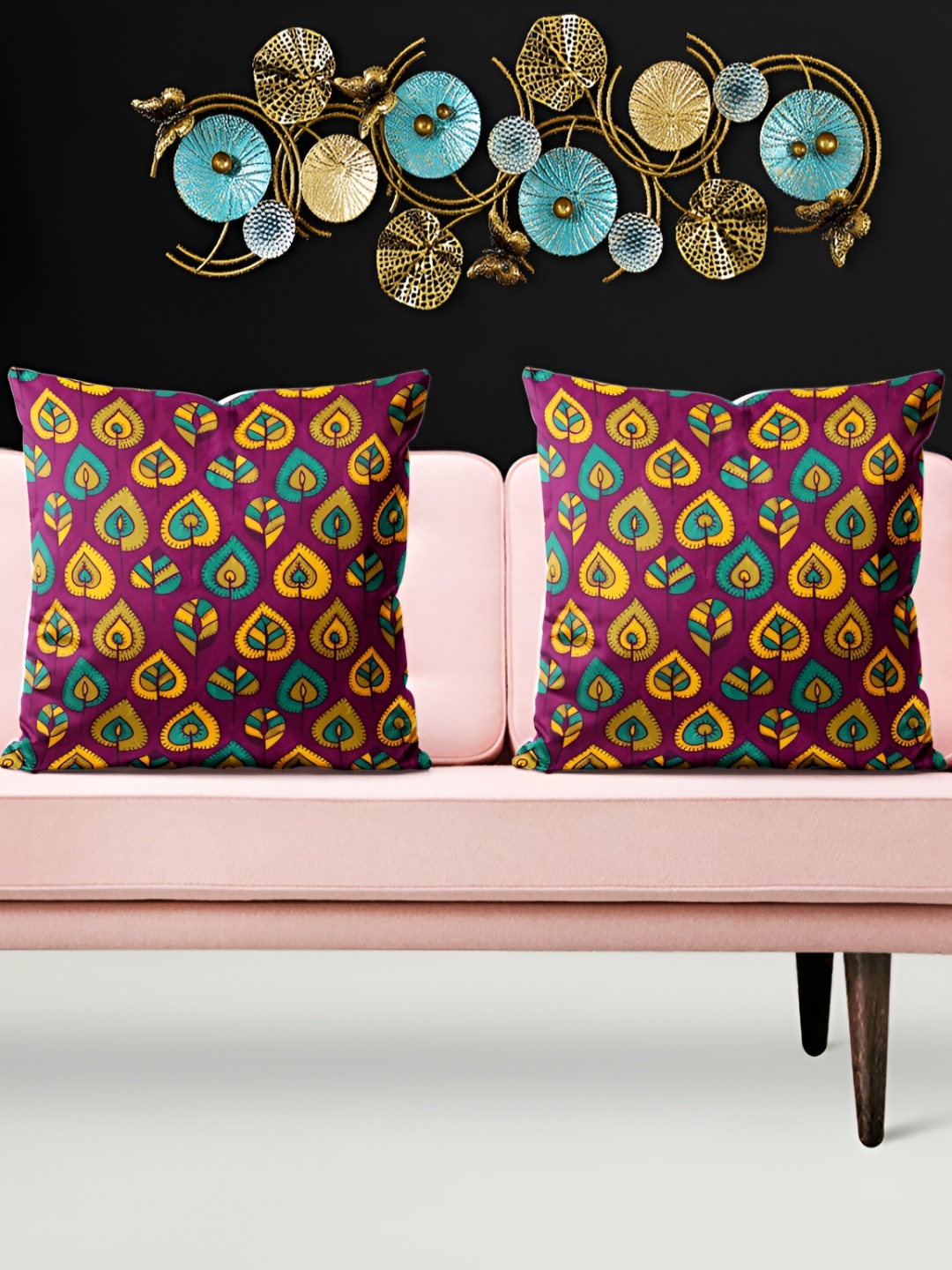 

ArtzFolio Purple 5 Pieces Floral Printed Square Cushion Covers