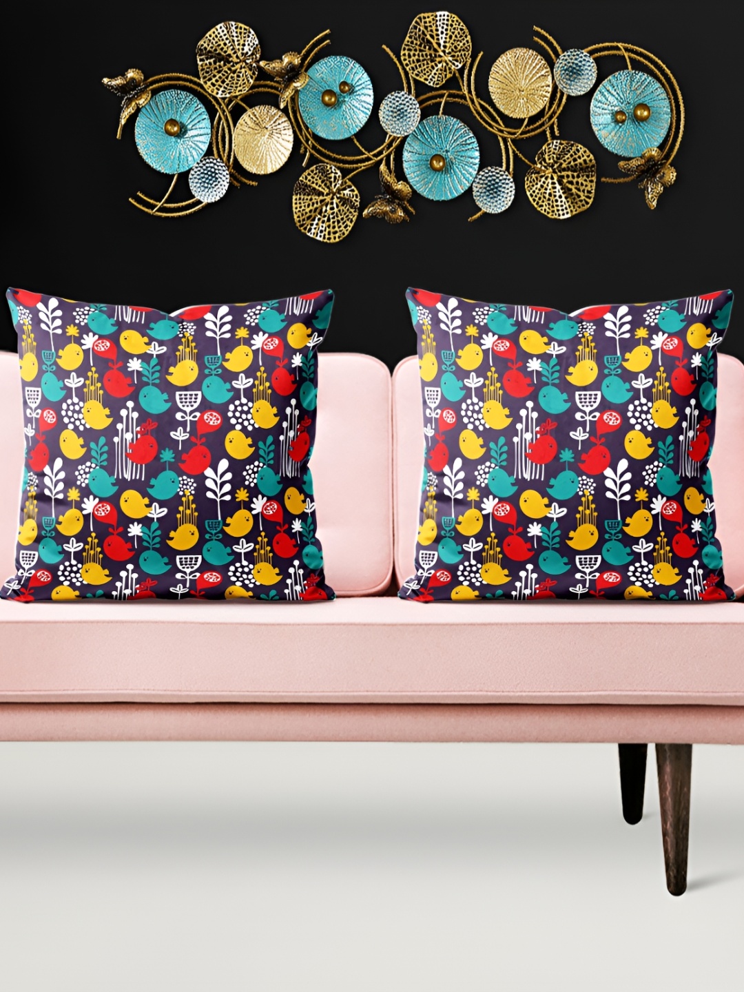 

ArtzFolio Red Yellow 5 Pieces Square Cushion Covers