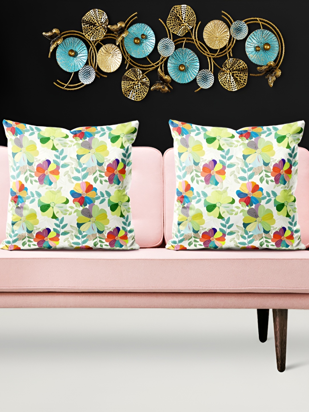 

ArtzFolio Green & Red Printed 5 Pieces Square Cushion Covers