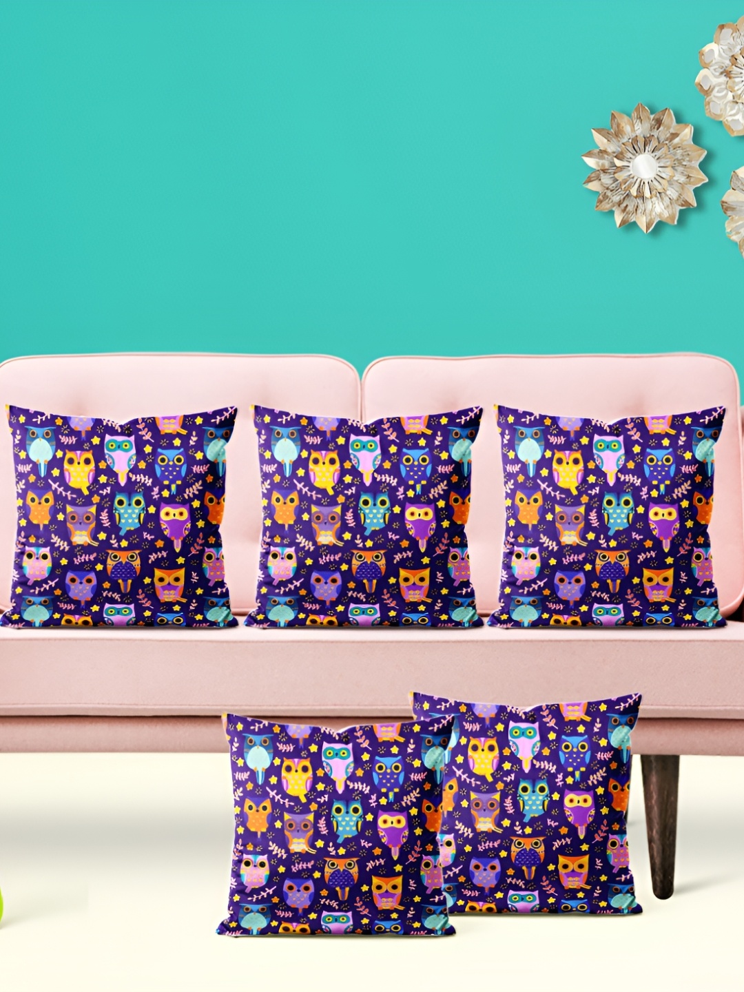 

ArtzFolio Violet 5 Pieces Printed Square Cushion Covers