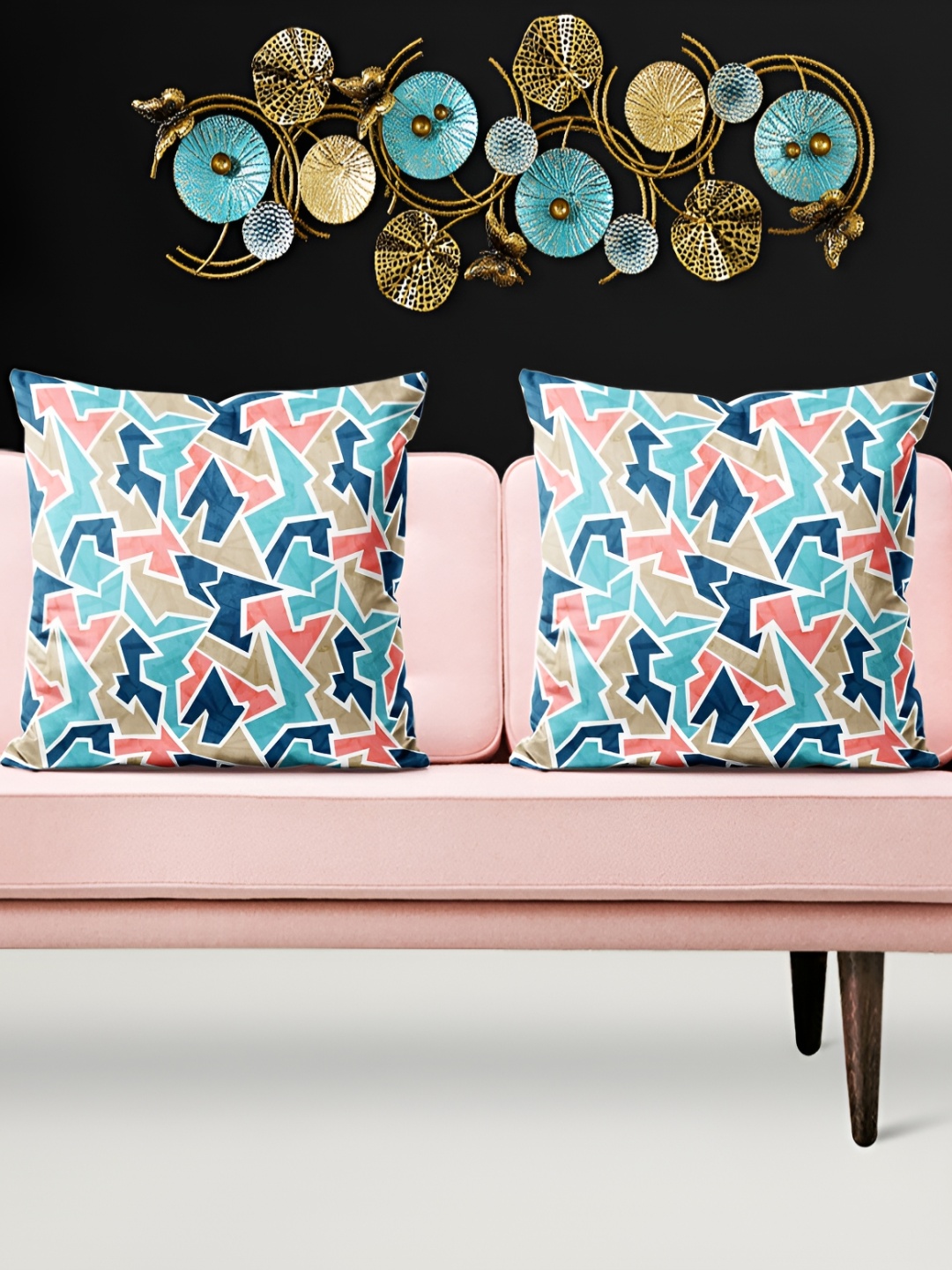 

ArtzFolio Blue & Brown 5 Pieces Printed Square Cushion Covers