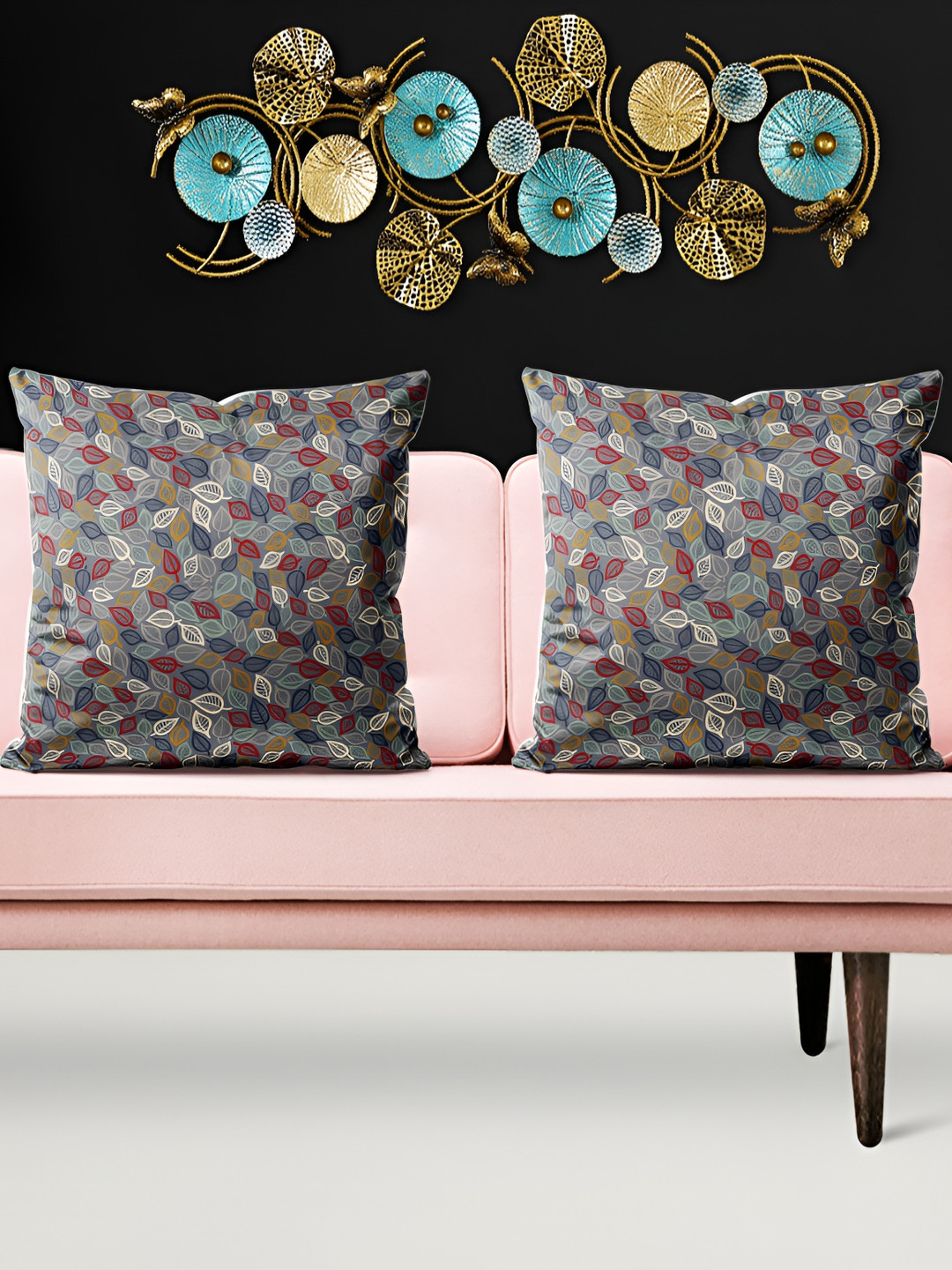 

ArtzFolio Grey & Red 5 Pieces Ethnic Motifs Square Cushion Covers