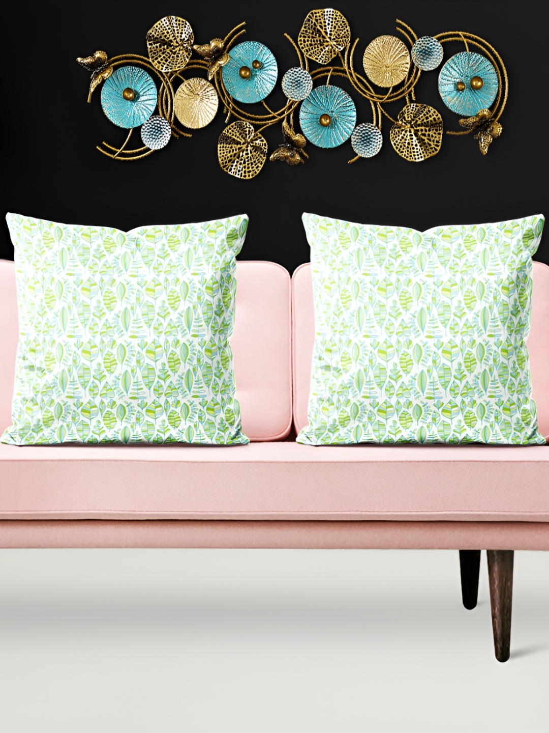 

ArtzFolio White & Green 5 Pieces Ethnic Motifs Square Cushion Covers