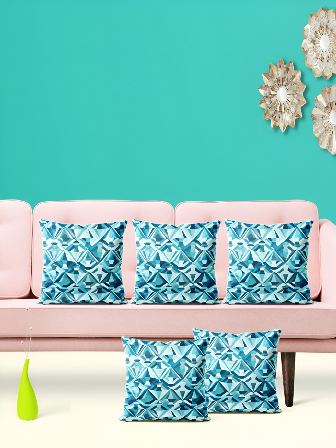 

ArtzFolio Blue White 5 Pieces Printed Square Cushion Covers
