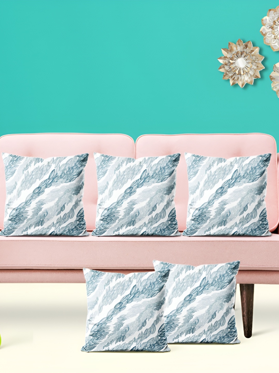 

ArtzFolio White & Grey 5 Pieces Velvet Square Cushion Covers