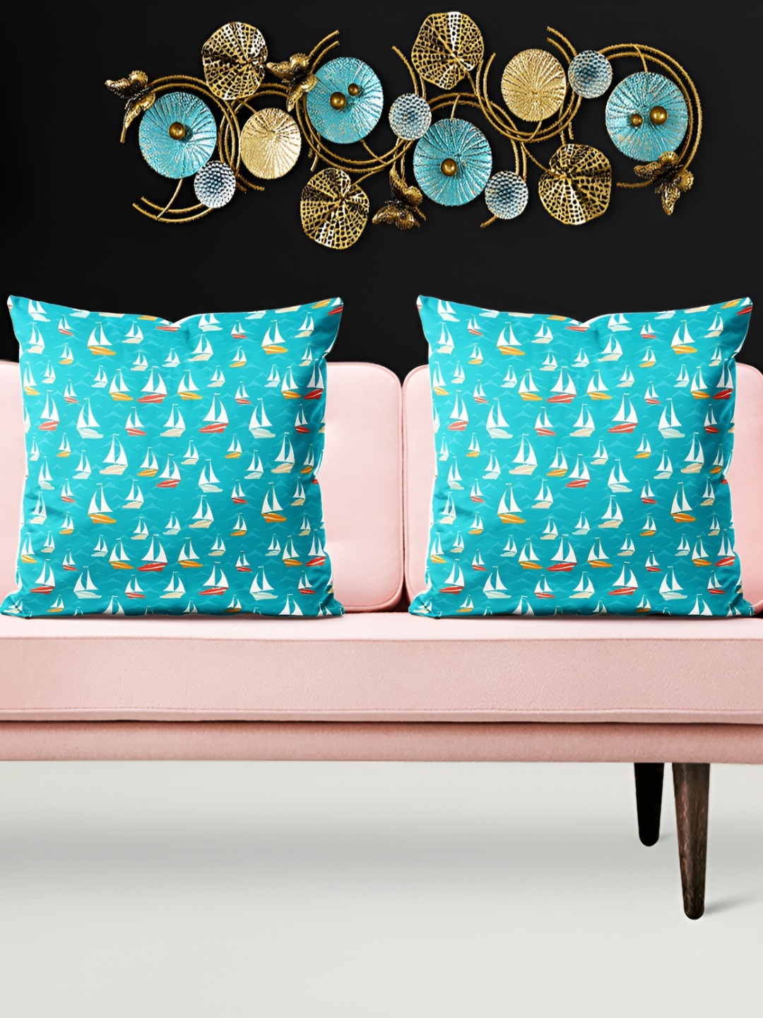 

ArtzFolio Blue 5 Pieces Printed Velvet Square Cushion Covers