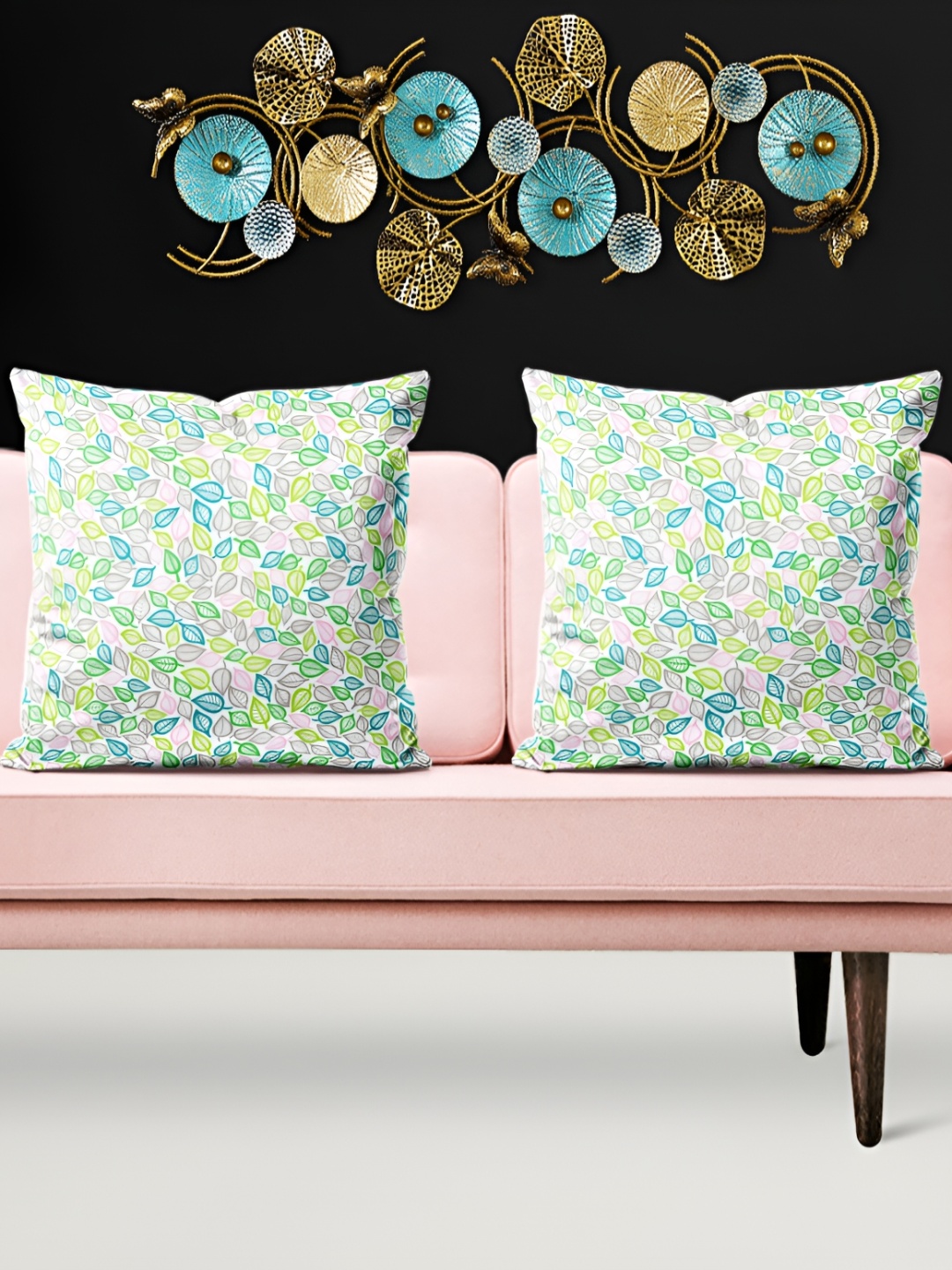 

ArtzFolio white & Green 5 Pieces Floral Square Cushion Covers