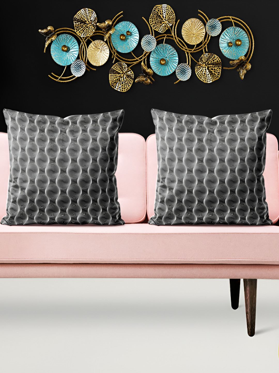 

ArtzFolio Black 5 Pieces Geometric Square Cushion Covers