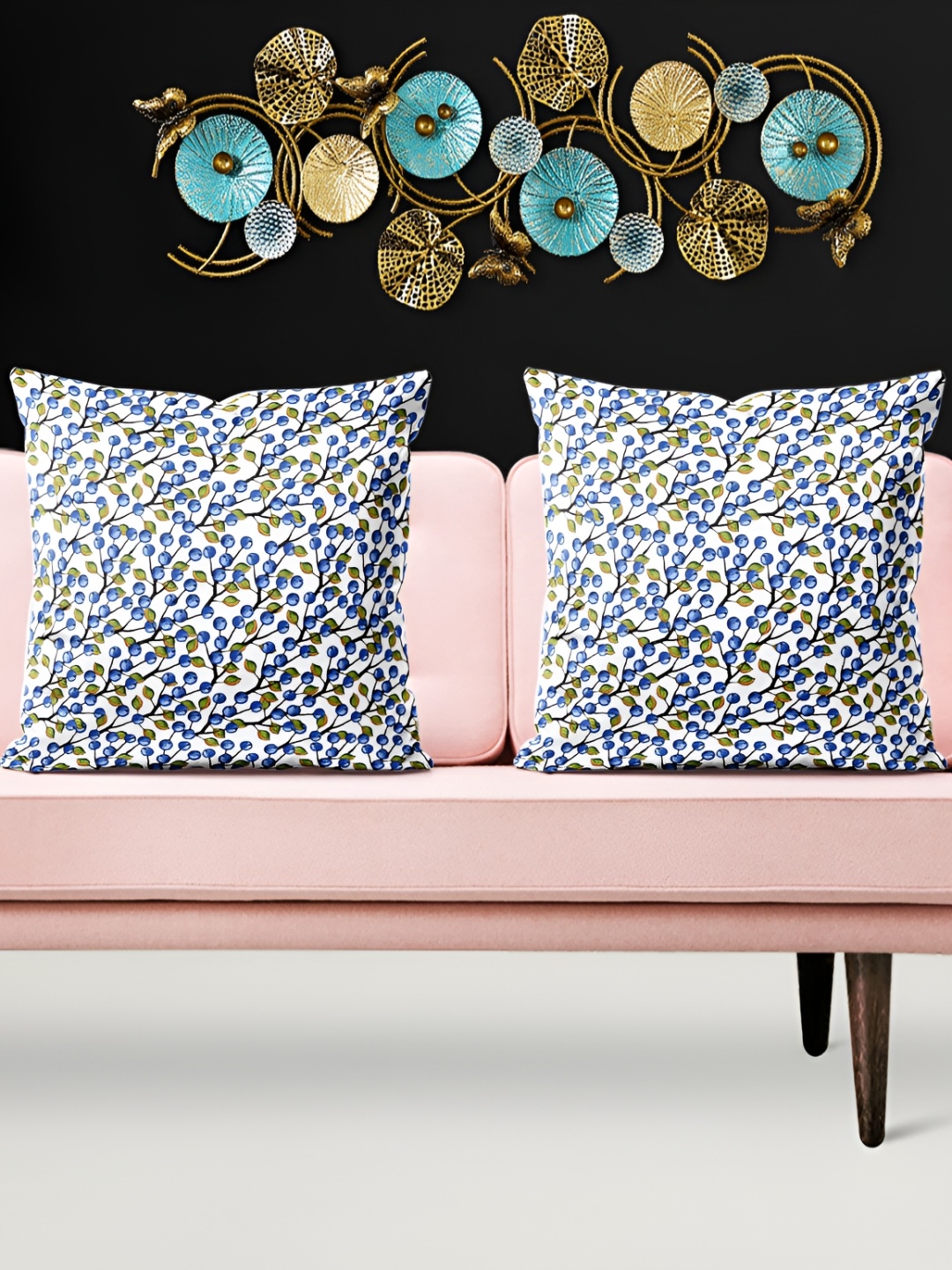 

ArtzFolio White & Blue 5 Pieces Printed Velvet Square Cushion Covers
