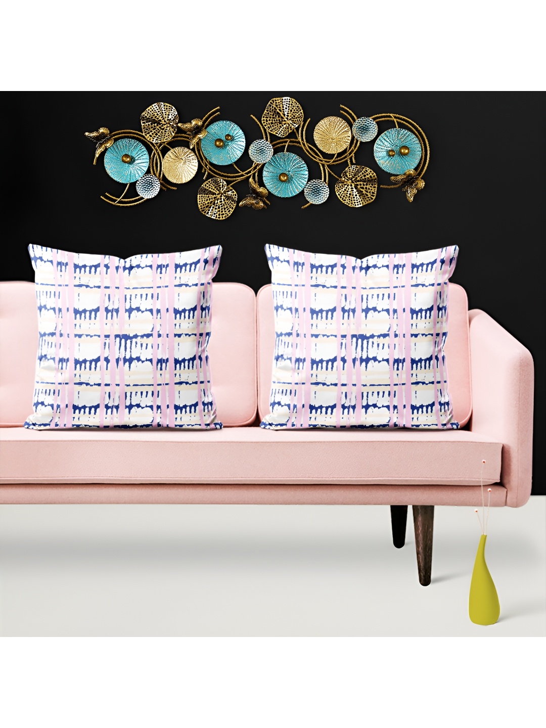 

ArtzFolio White & Pink 5 Pieces Abstract Square Cushion Covers