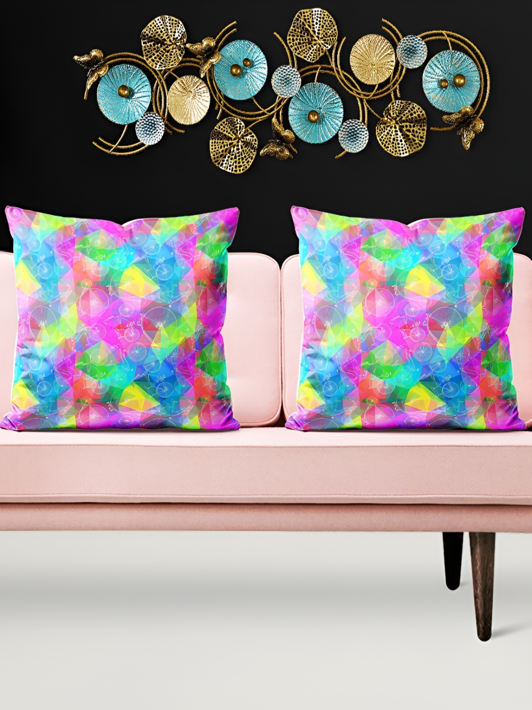 

ArtzFolio Pink & Blue 5 Pieces Abstract Printed Square Cushion Covers