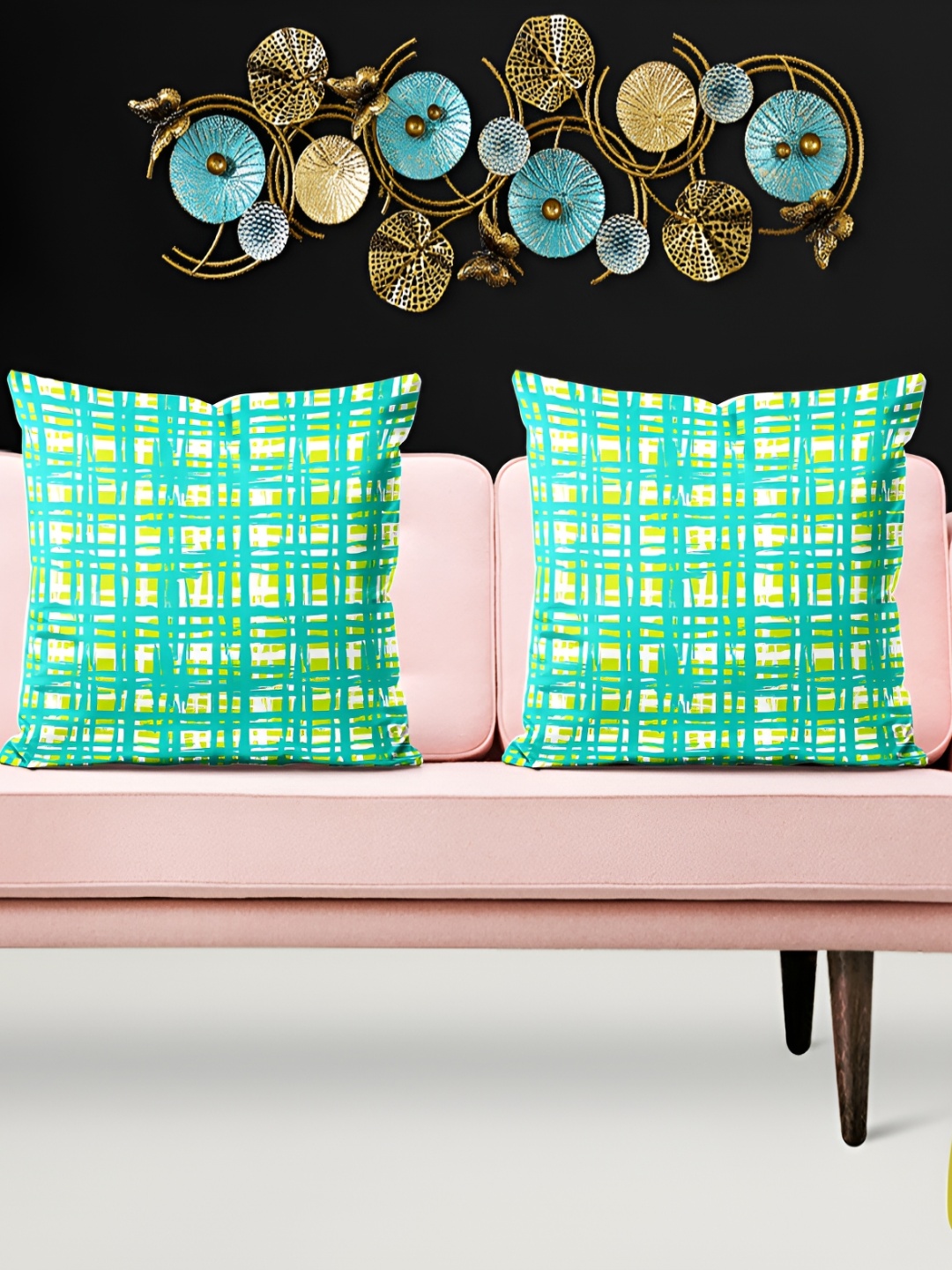 

ArtzFolio Green & White 5 Pcs Square Cushion Covers