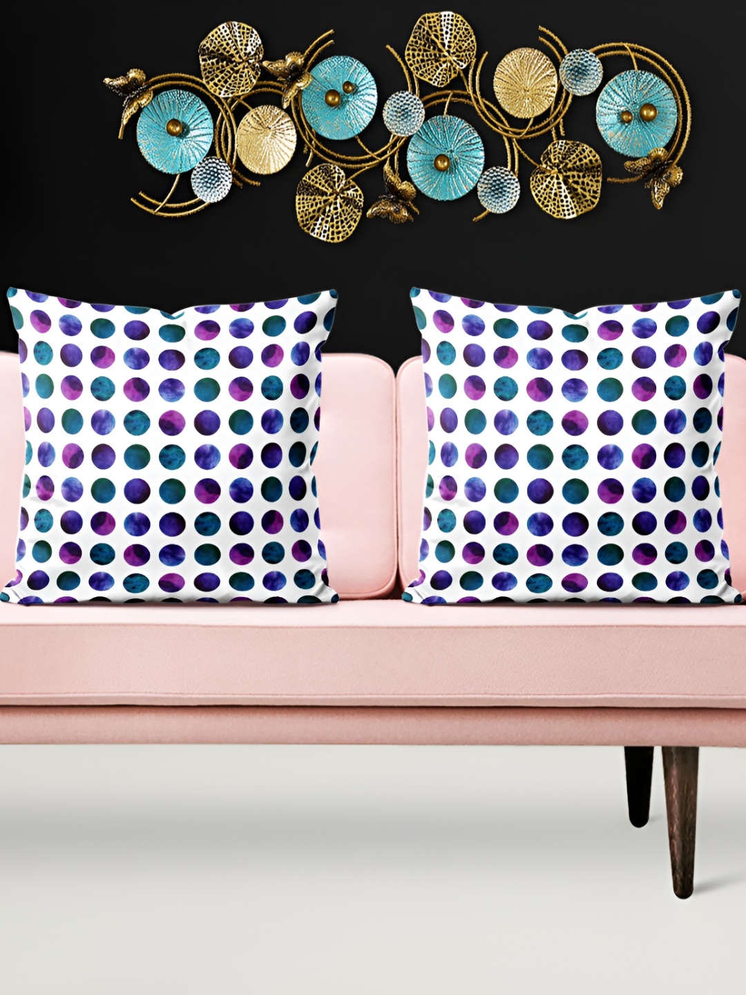 

ArtzFolio white & Blue 5 Pieces Abstract Square Cushion Covers