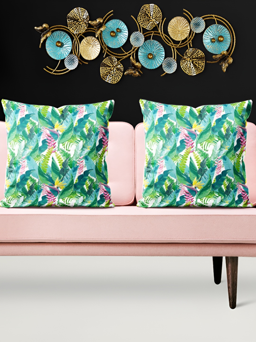 

ArtzFolio Green Pink 5 Pieces Square Cushion Covers