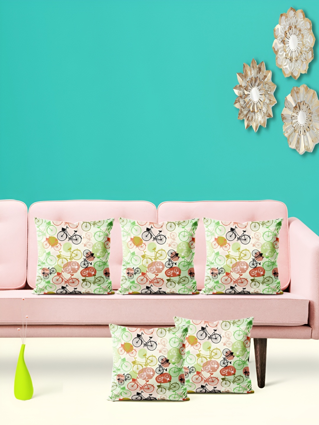 

ArtzFolio5 Green & Black Pieces Printed Velvet Square Cushion Covers