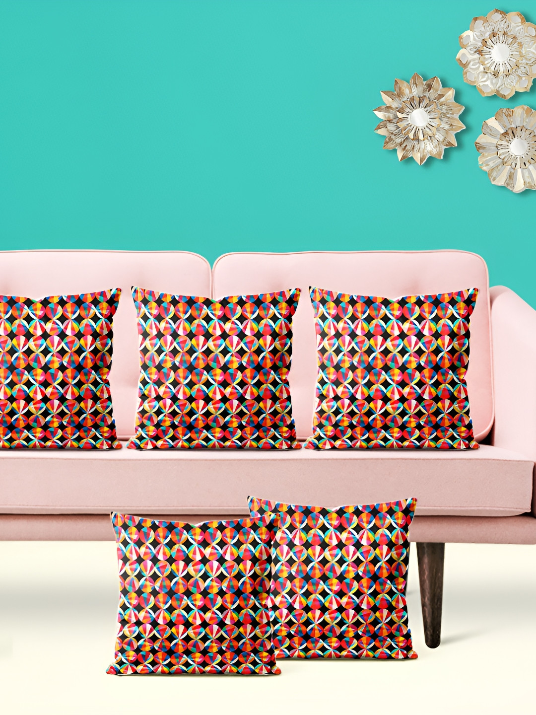 

ArtzFolio Red 5 Pieces Printed Square Cushion Covers