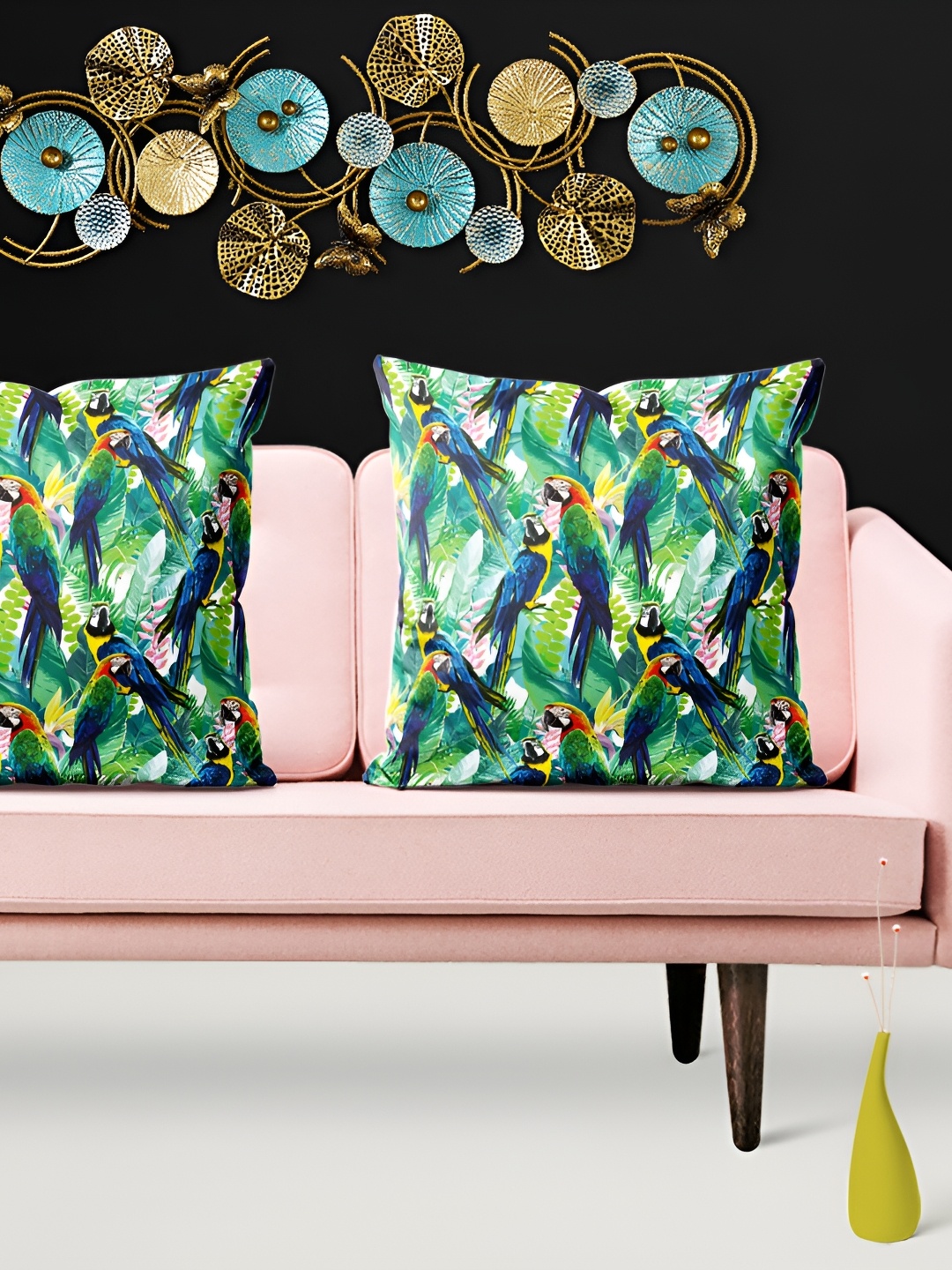 

ArtzFolio Green 5 Pieces Floral Square Cushion Covers