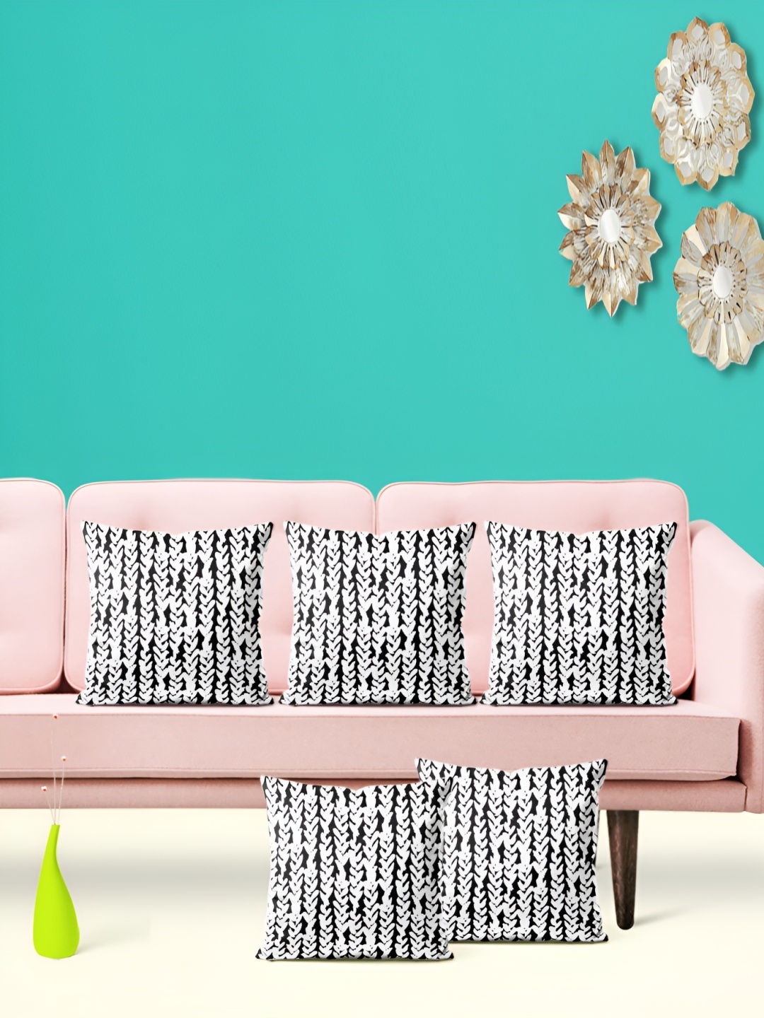 

ArtzFolio White & Black 5 Pieces Abstract Printed Velvet Square Cushion Covers