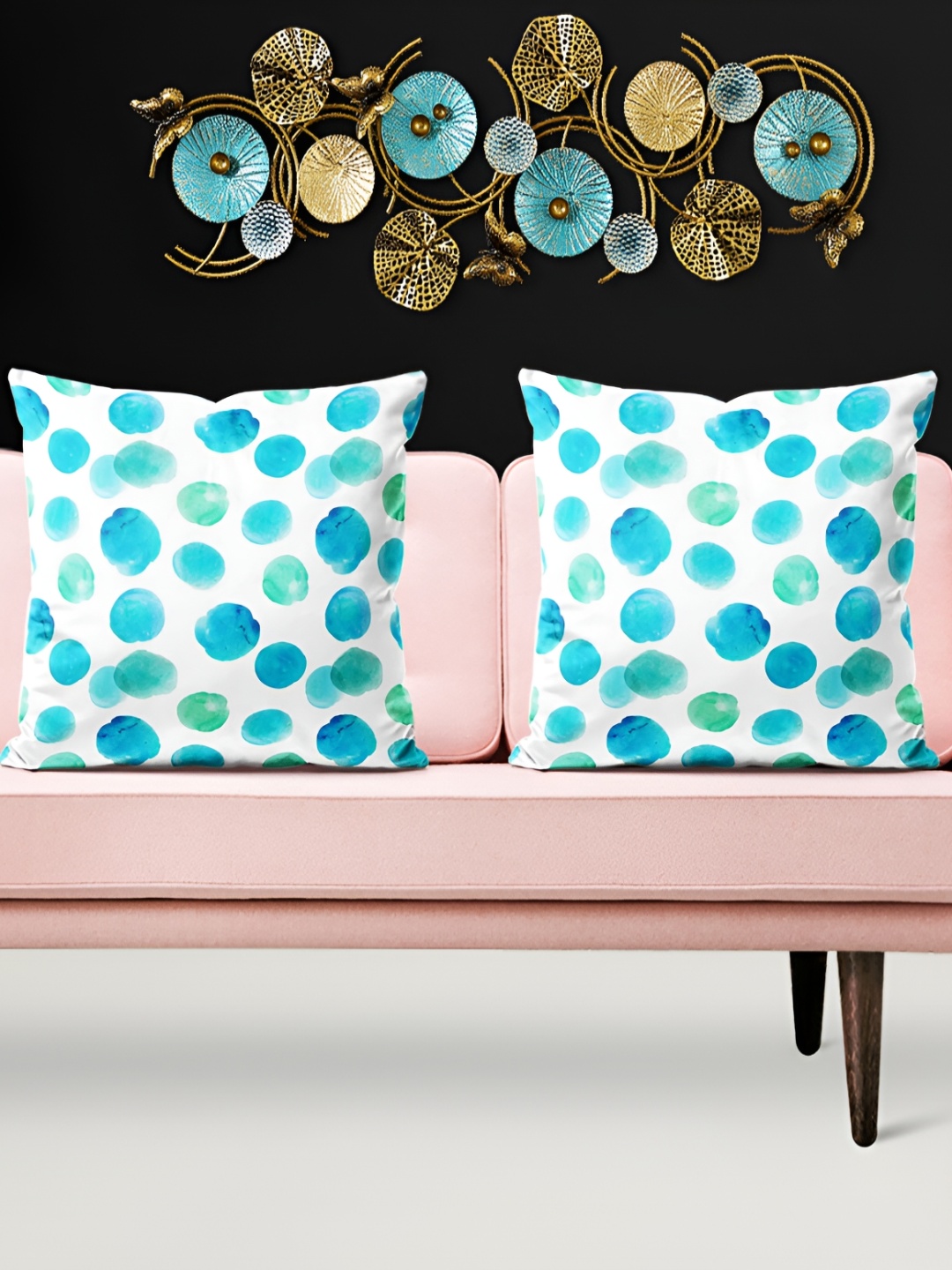 

ArtzFolio Blue and White 5 Pieces Geometric Printed Square Cushion Covers