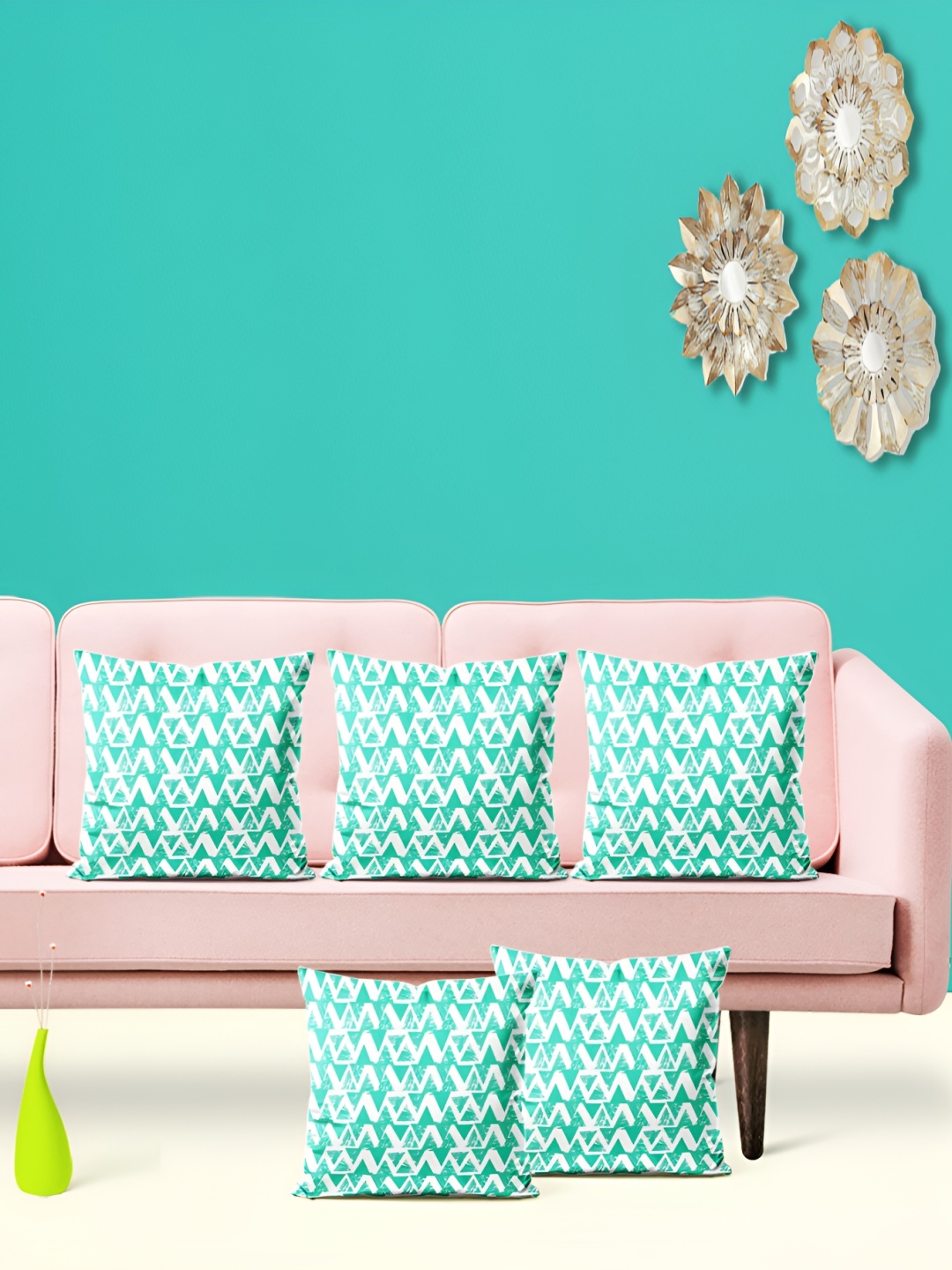 

ArtzFolio White 5 Pieces Abstract Square Cushion Covers