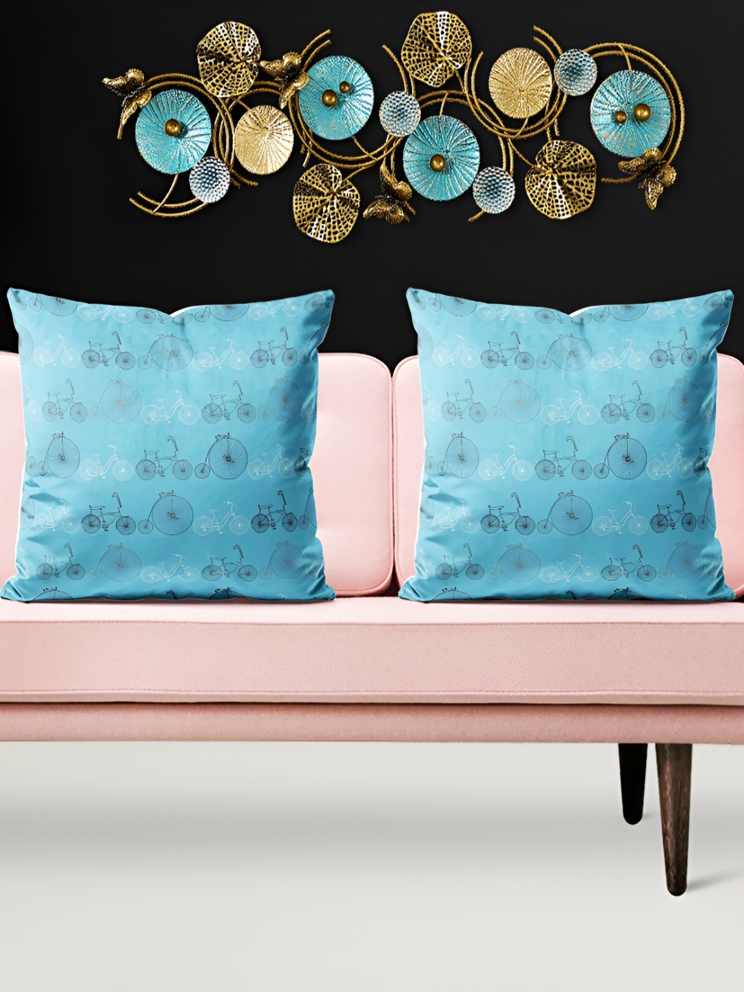 

ArtzFolio Blue & Black 5 Pieces Printed Square Cushion Covers