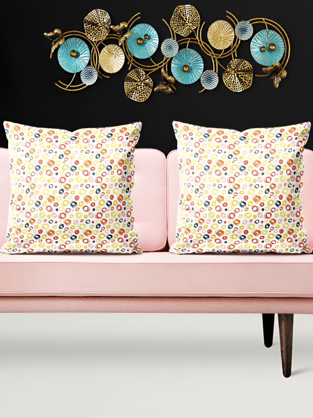 

ArtzFolio Beige 5 Pieces Printed Velvet Square Cushion Covers