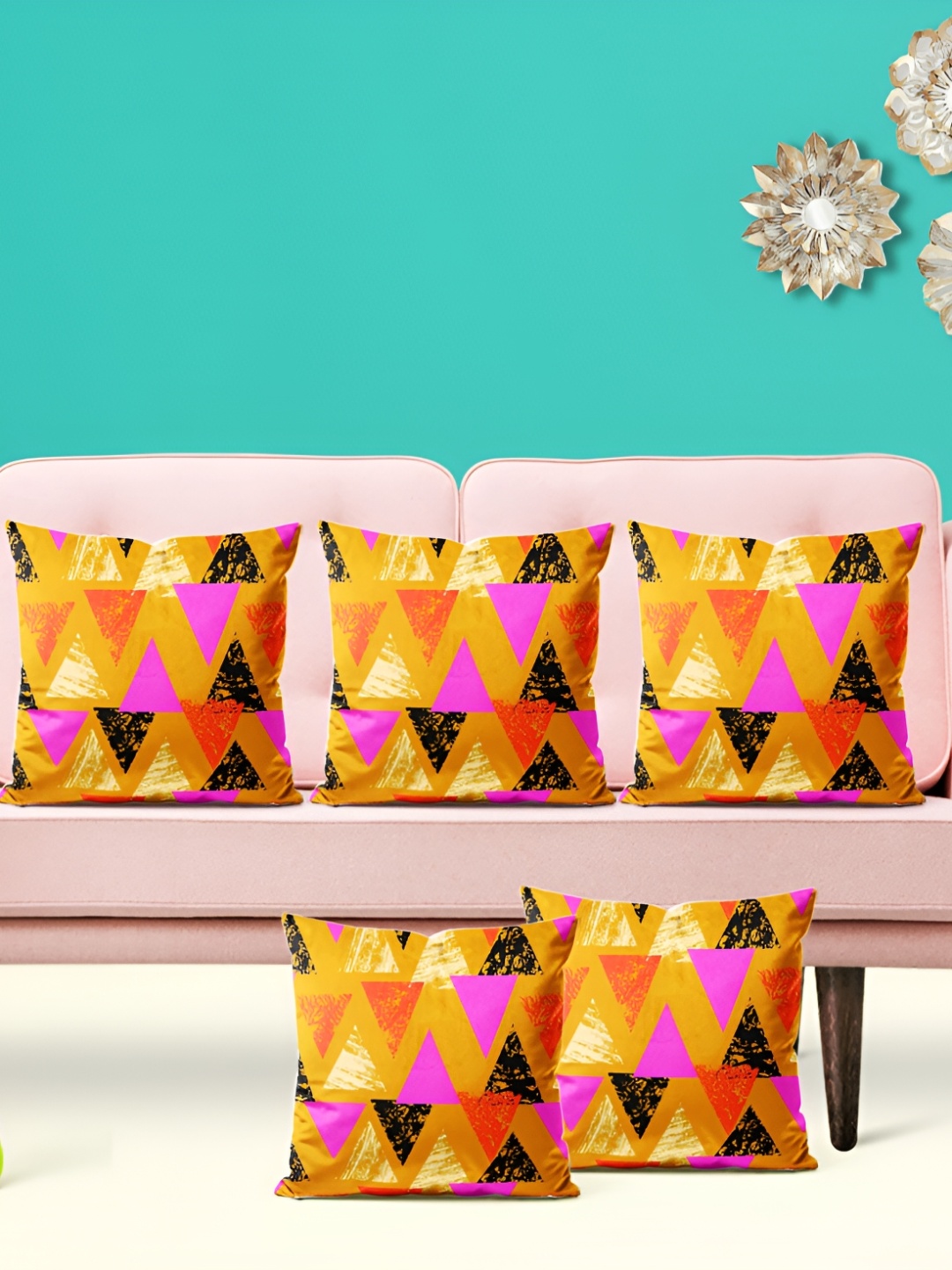 

ArtzFolio Orange 5 Pieces Printed Square Cushion Covers