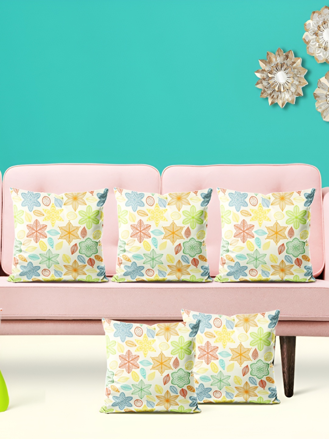 

ArtzFolio Off-White 5 Pcs Square Cushion Covers