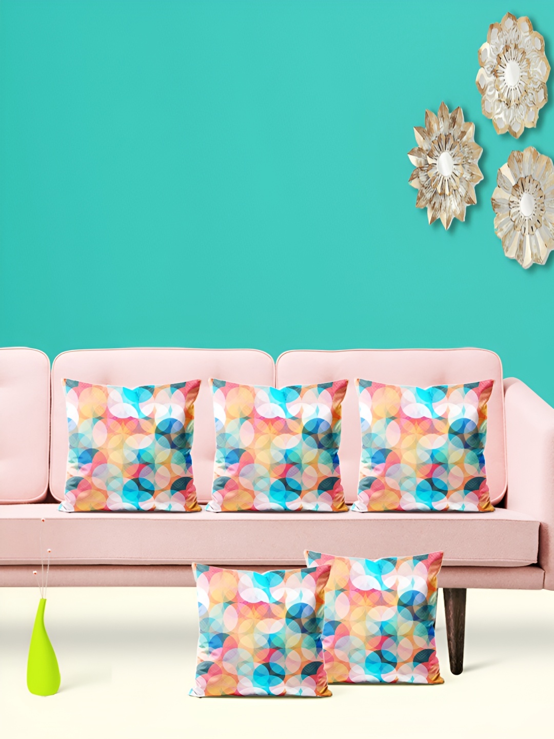 

ArtzFolio Blue Pink 5 Pieces Square Cushion Covers