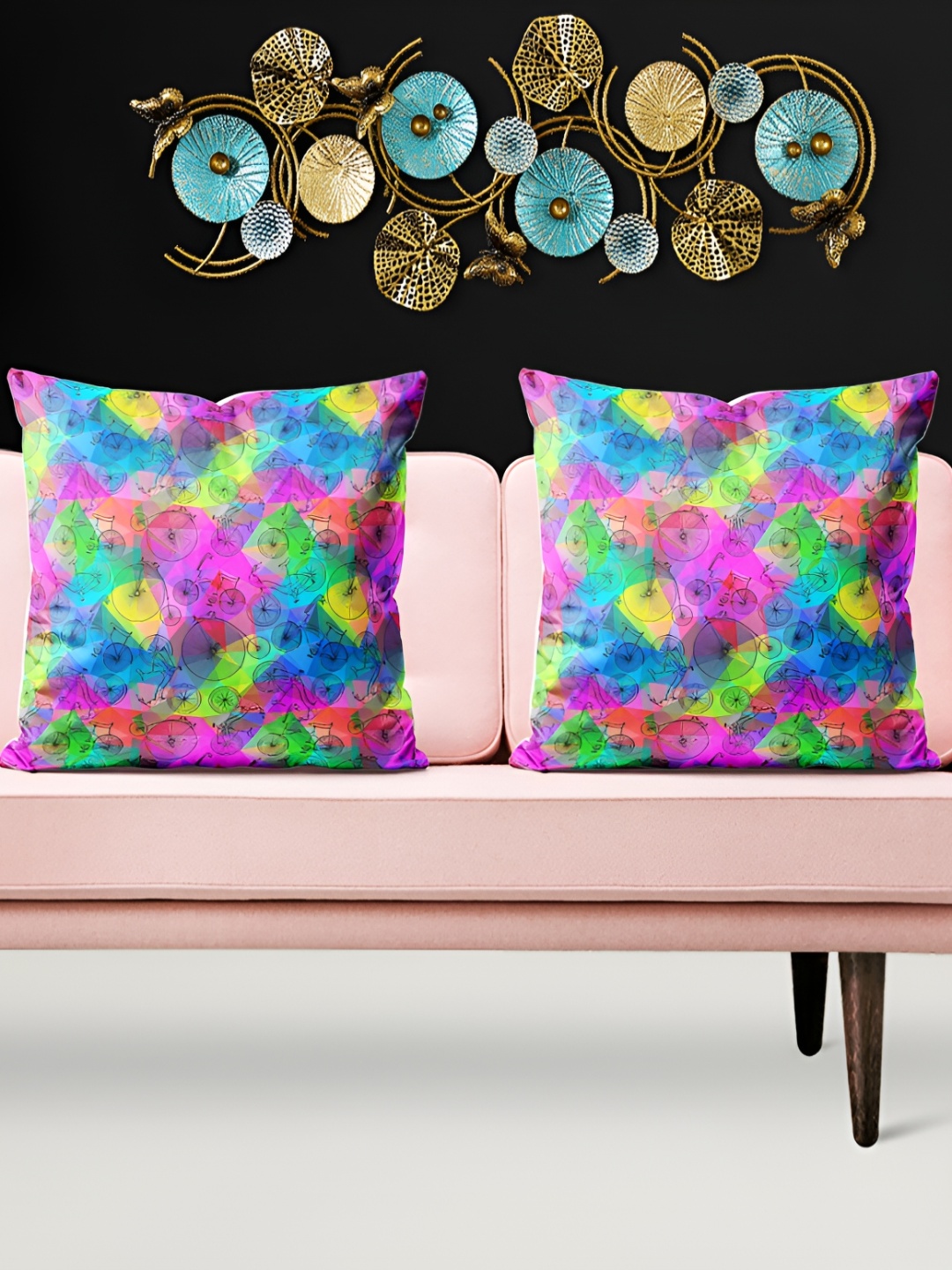

ArtzFolio Blue & Green 5 Pieces Printed Velvet Square Cushion Covers