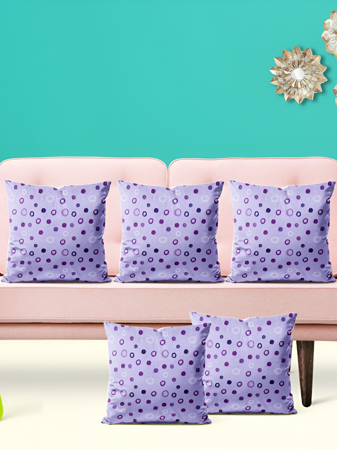 

ArtzFolio Purple & Blue 5 Pieces Abstract Printed Velvet Square Cushion Covers