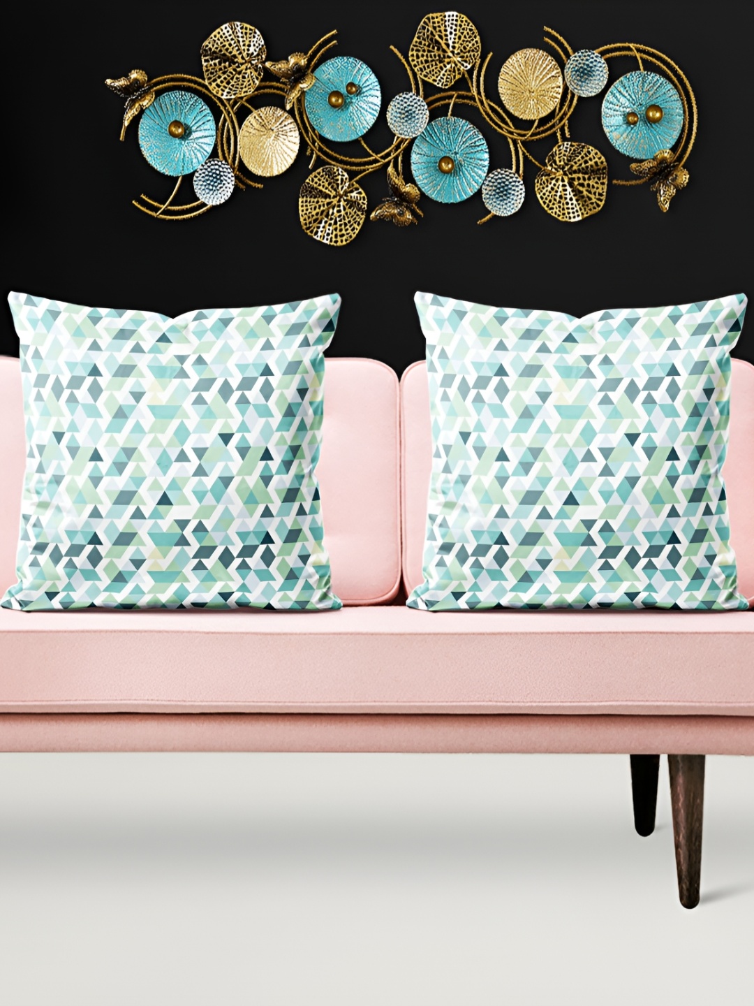 

ArtzFolio White & Green 5 Pieces Printed Velvet Square Cushion Covers