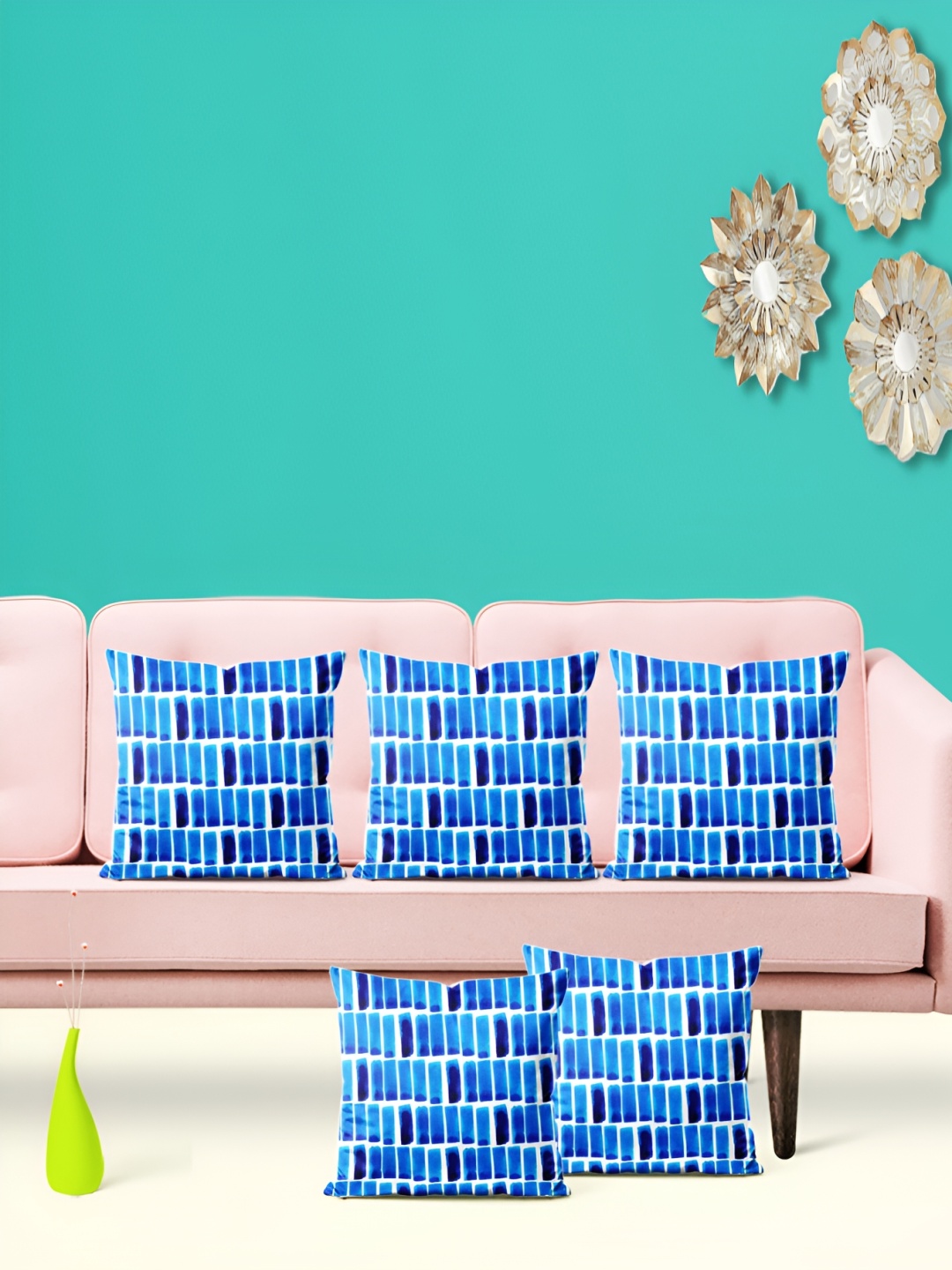 

ArtzFolio Blue & White 5 Pieces Abstract Printed Velvet Square Cushion Covers