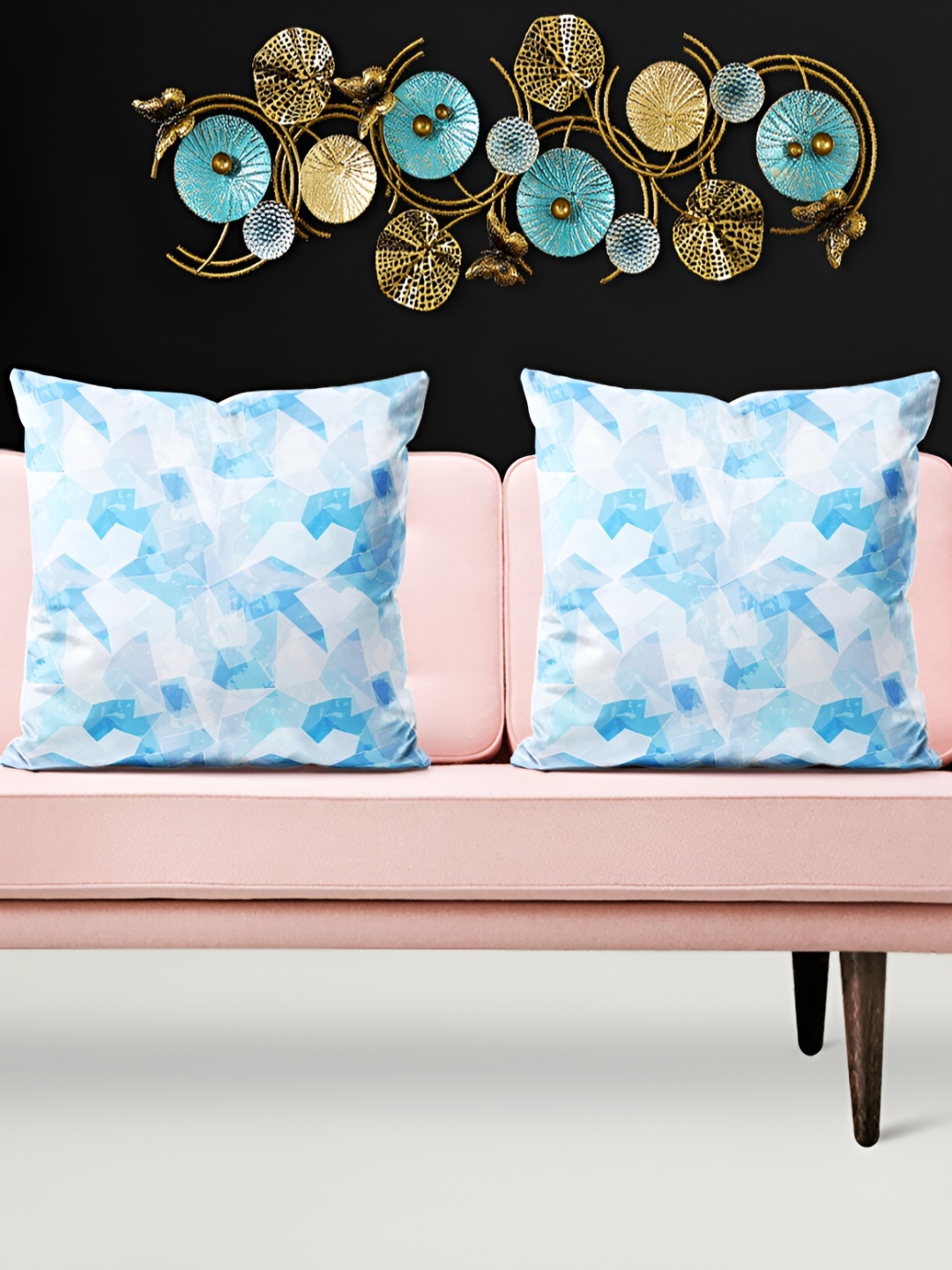 

ArtzFolio White & Blue 5 Pieces Abstract Printed Velvet Square Cushion Covers
