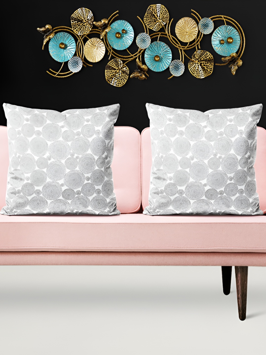 

ArtzFolio White & Grey 5 Pieces Geometric Printed Velvet Square Cushion Covers