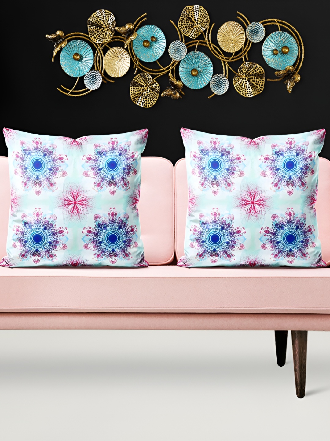 

ArtzFolio Blue 5 Floral Pieces Velvet Square Cushion Covers