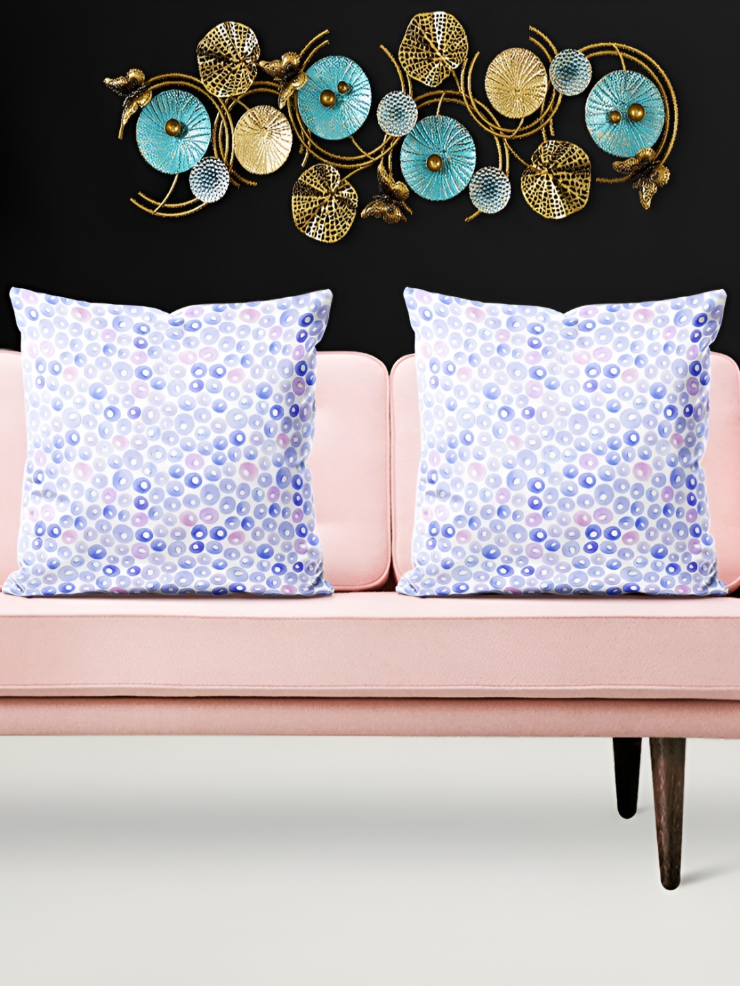 

ArtzFolio Blue & White 5Pcs Geometric Square Cushion Covers