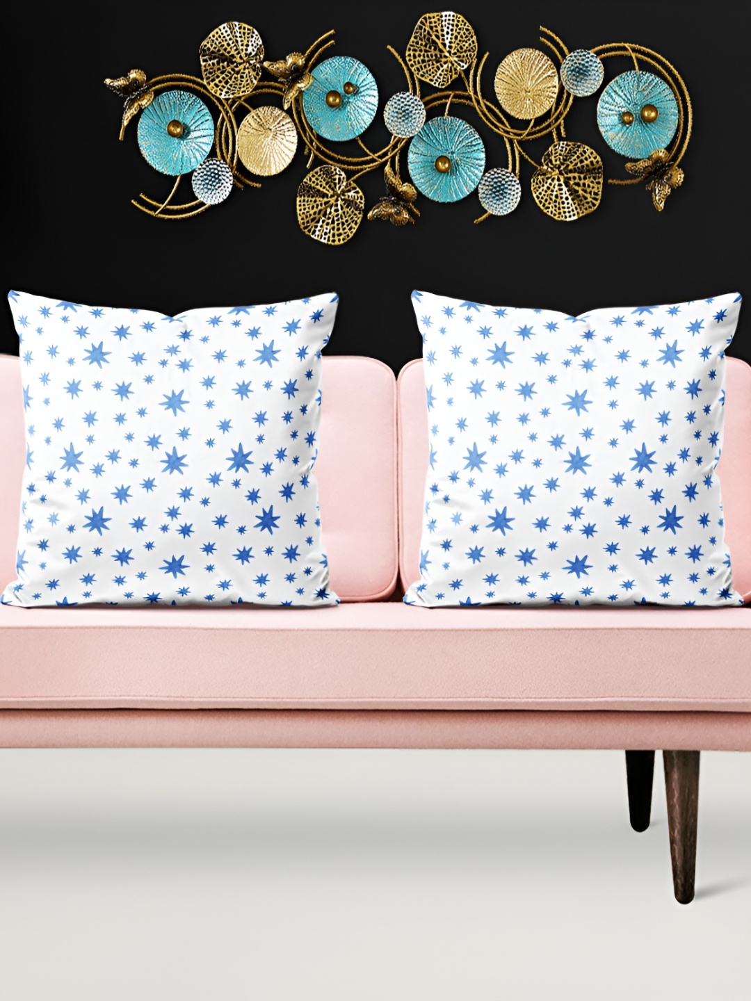 

ArtzFolio White & Blue 5 Pcs Square Cushion Covers