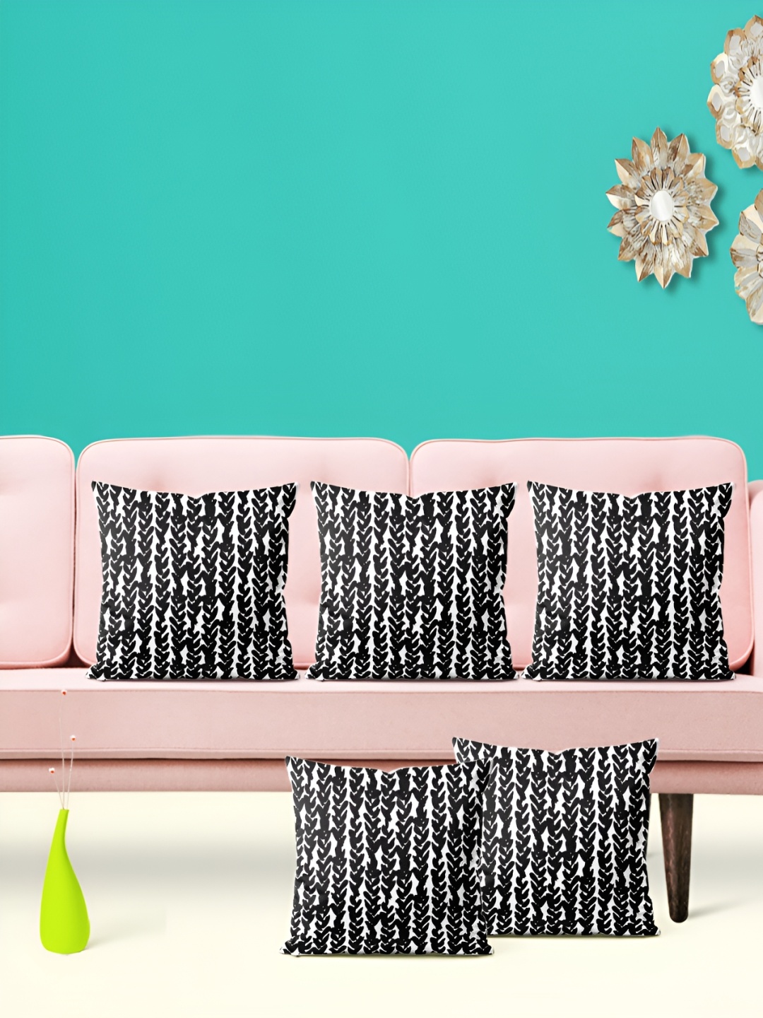

ArtzFolio Black & White 5 Pieces Abstract Square Cushion Covers