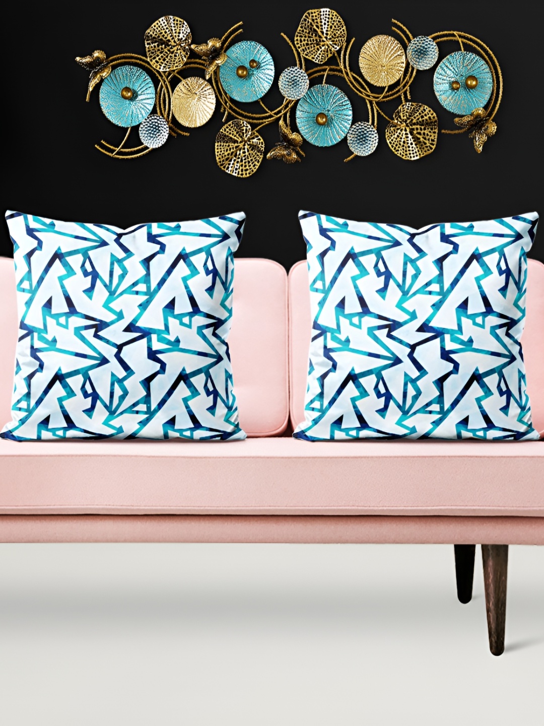 

ArtzFolio White & Blue 5 Pieces Abstract Printed Velvet Square Cushion Covers
