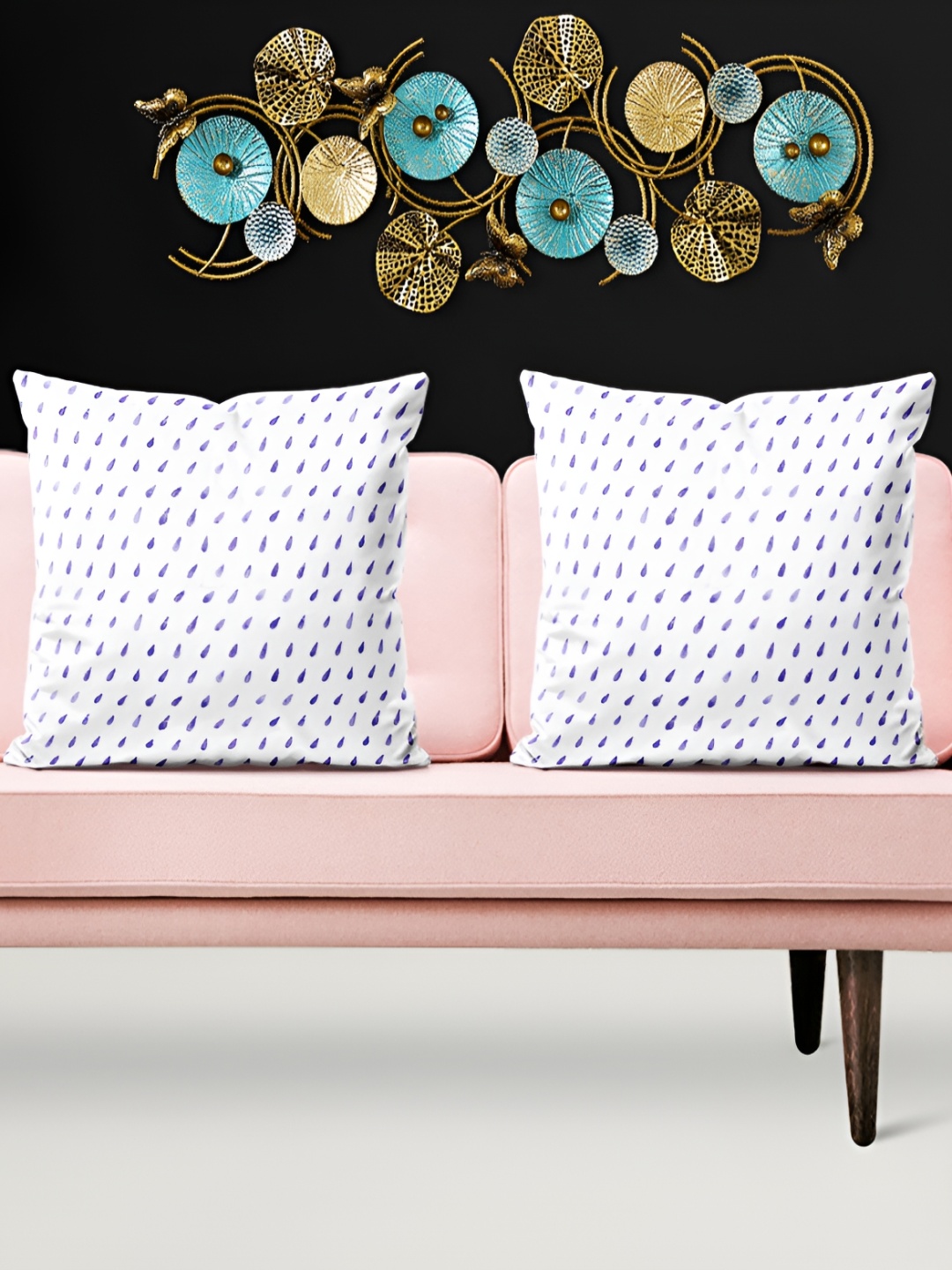

ArtzFolio White & Purple 5 Pieces Printed Velvet Square Cushion Covers
