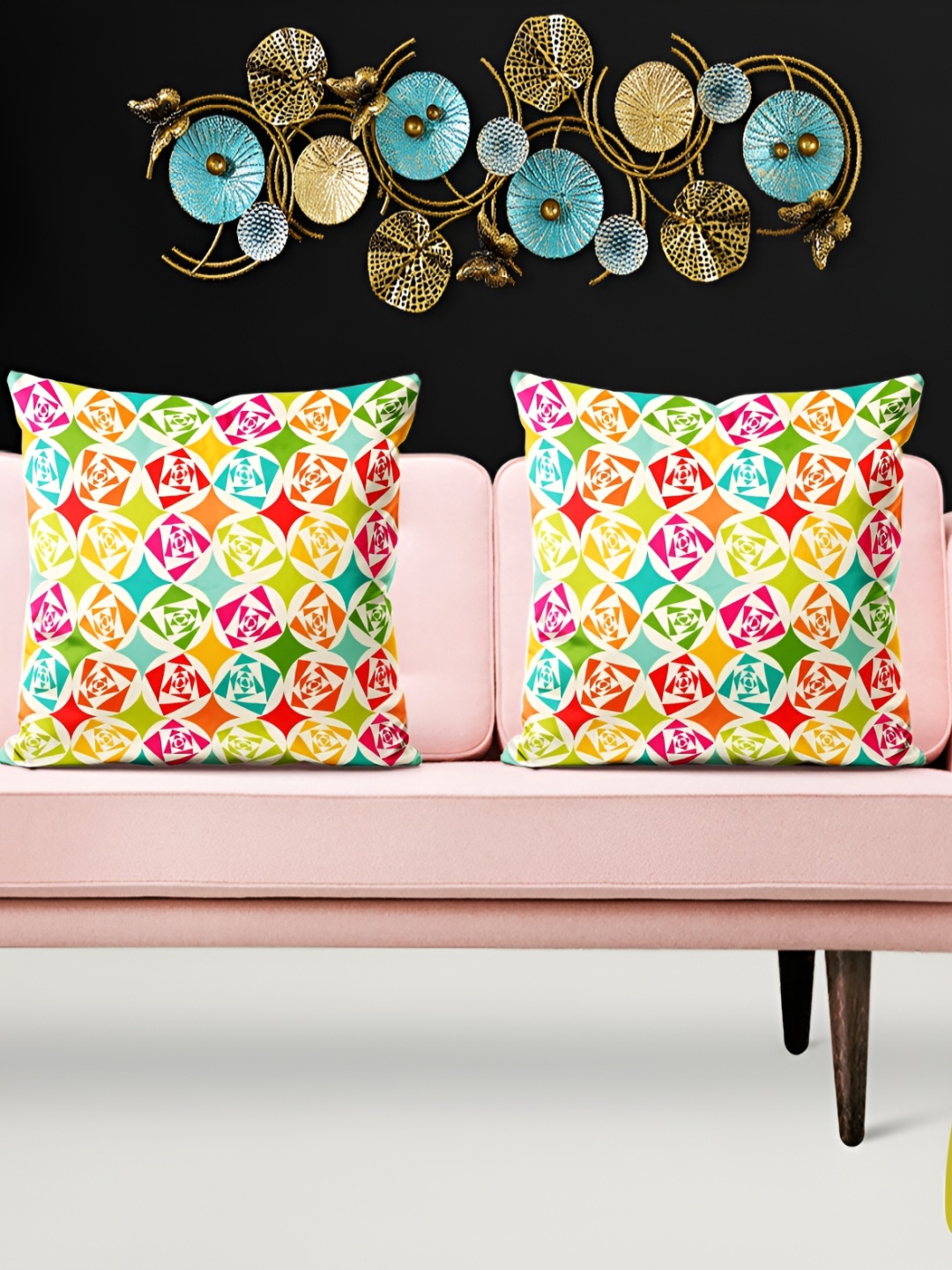 

ArtzFolio Yellow Green 5 Pieces Printed Square Cushion Covers
