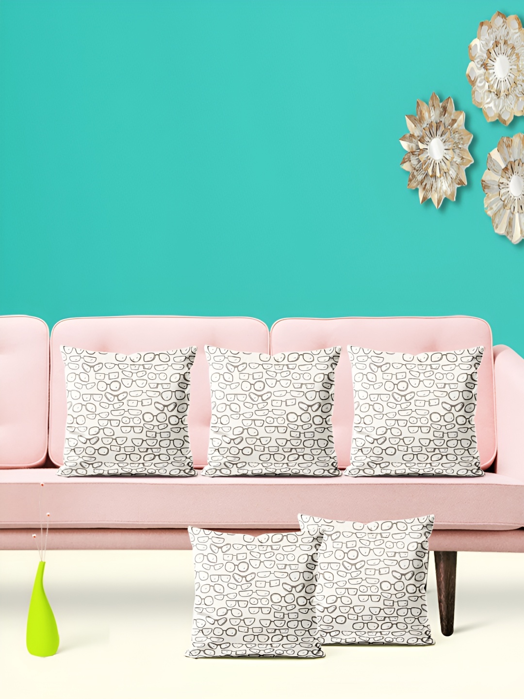 

ArtzFolio White 5 Pcs Square Cushion Covers