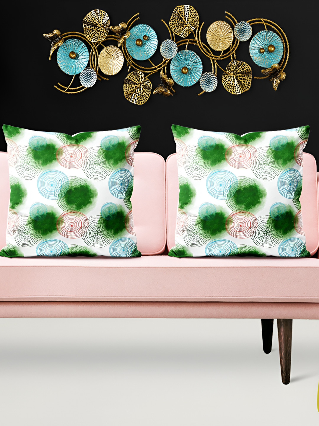 

ArtzFolio white & Green 5 Pieces Abstract Square Cushion Covers