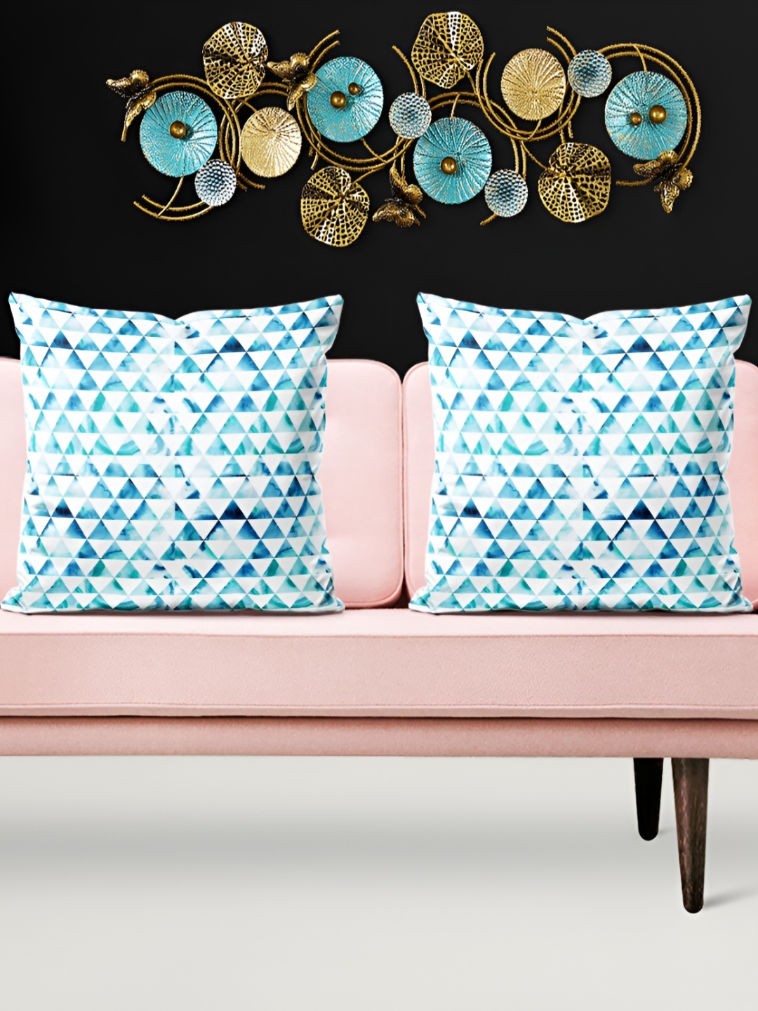 

ArtzFolio Blue 5 Pieces Geometric Square Cushion Covers