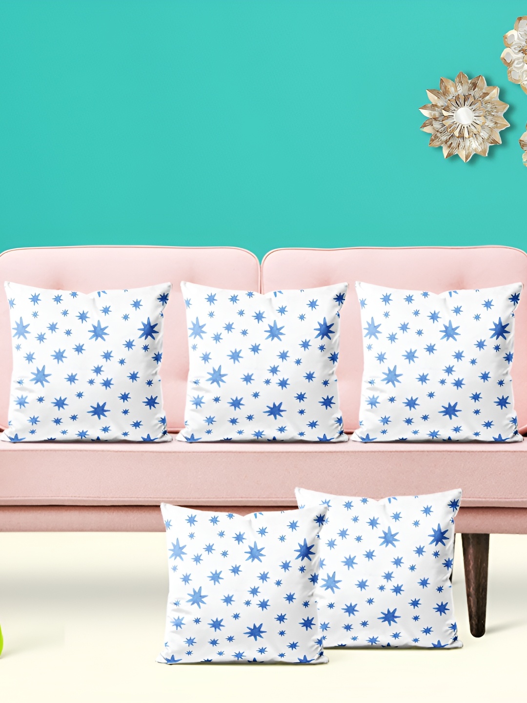 

ArtzFolio White 5 Pieces Printed Velvet Square Cushion Covers