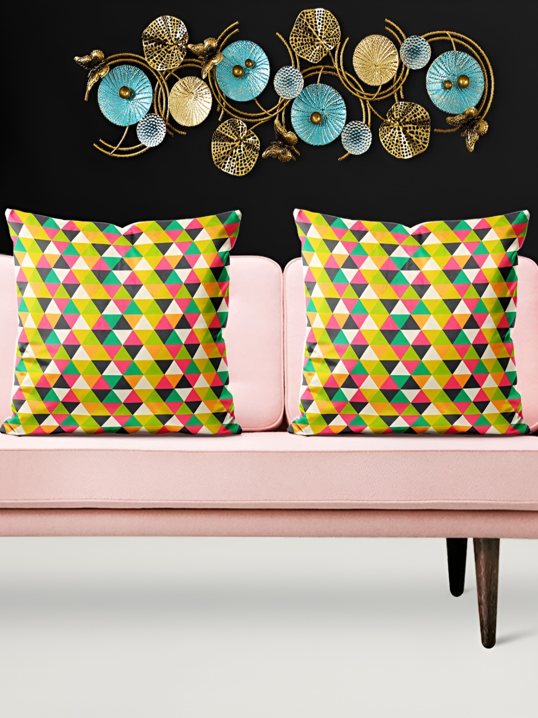 

ArtzFolio Yellow 5 Pcs Square Cushion Covers