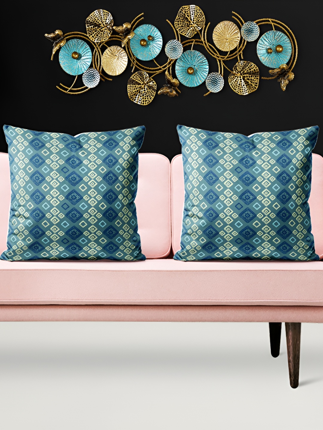 

ArtzFolio Green & Beige 5 Pieces Printed Velvet Square Cushion Covers